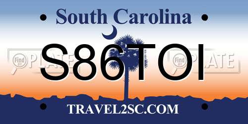 S86TOI South Carolina License Plate