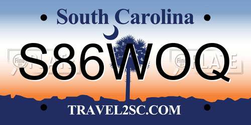 S86WOQ South Carolina License Plate