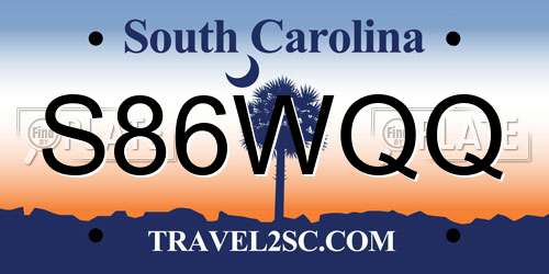 S86WQQ South Carolina License Plate