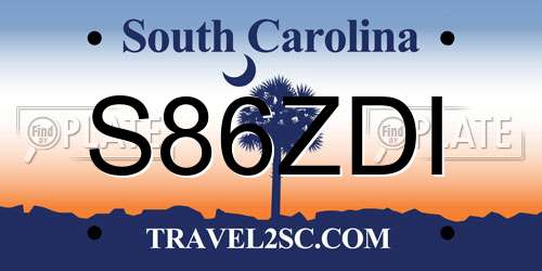 S86ZDI South Carolina License Plate
