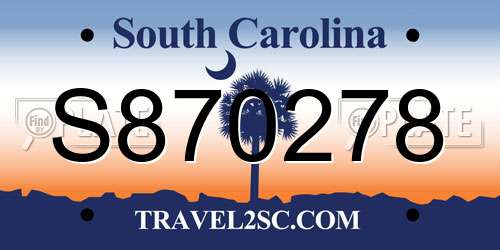 S870278 South Carolina License Plate