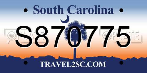 S870775 South Carolina License Plate