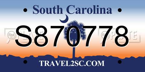 S870778 South Carolina License Plate