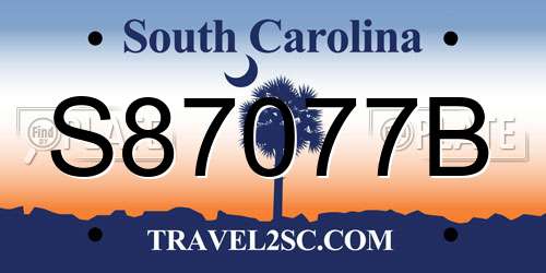 S87077B South Carolina License Plate