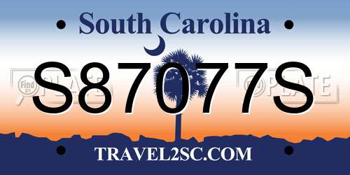 S87077S South Carolina License Plate