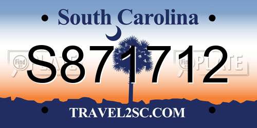 S871712 South Carolina License Plate