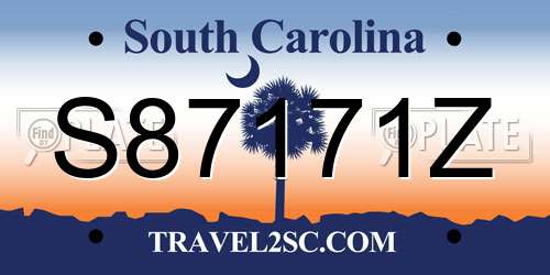 S87171Z South Carolina License Plate