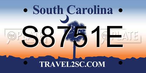 S8751E South Carolina License Plate
