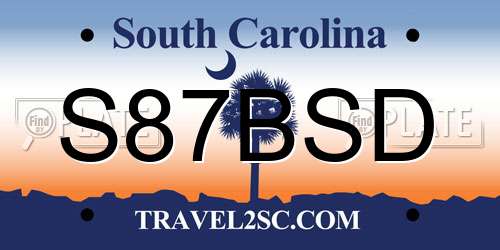 S87BSD South Carolina License Plate