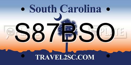 S87BSO South Carolina License Plate