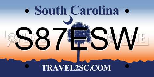 S87ESW South Carolina License Plate