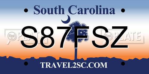 S87FSZ South Carolina License Plate