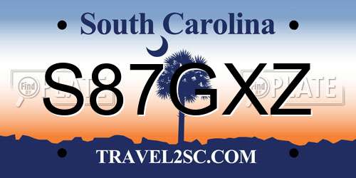 S87GXZ South Carolina License Plate