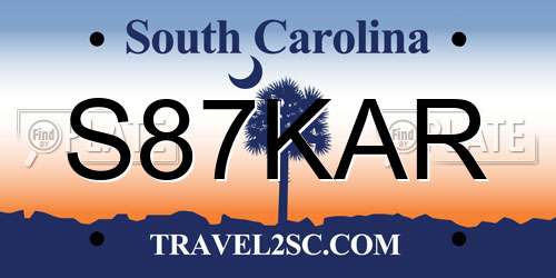 S87KAR South Carolina License Plate