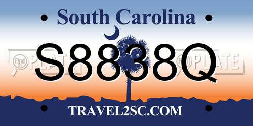 S8838Q South Carolina License Plate