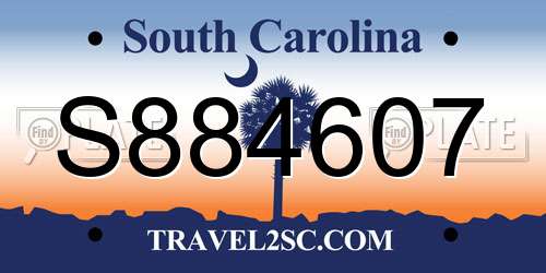 S884607 South Carolina License Plate