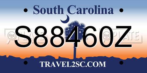 S88460Z South Carolina License Plate