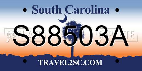 S88503A South Carolina License Plate