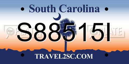 S88515I South Carolina License Plate