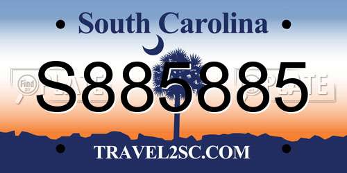 S885885 South Carolina License Plate
