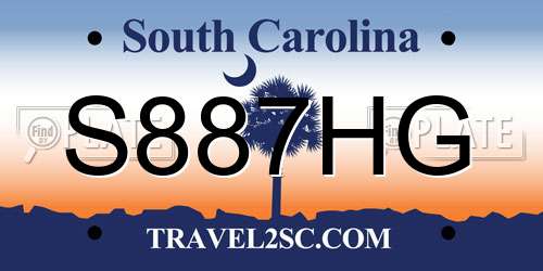 S887HG South Carolina License Plate