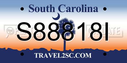S88818I South Carolina License Plate
