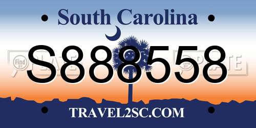 S888558 South Carolina License Plate
