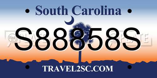 S88858S South Carolina License Plate