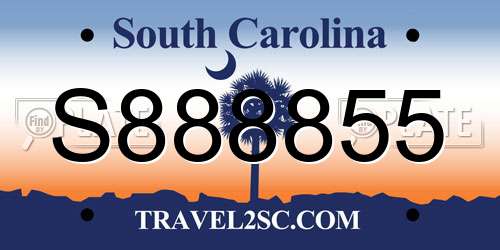 S888855 South Carolina License Plate