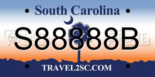 S88888B South Carolina License Plate
