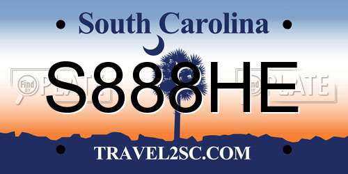 S888HE South Carolina License Plate