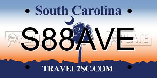 S88AVE South Carolina License Plate