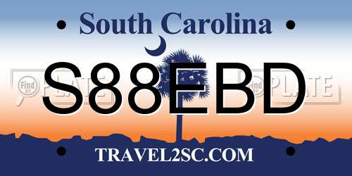 S88EBD South Carolina License Plate