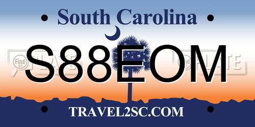 S88EOM South Carolina License Plate