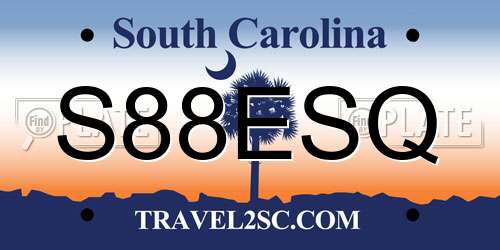 S88ESQ South Carolina License Plate