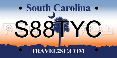 S88TYC South Carolina License Plate