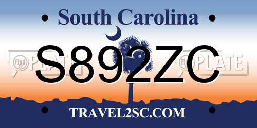 S892ZC South Carolina License Plate