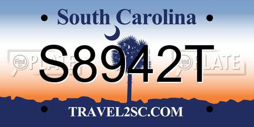 S8942T South Carolina License Plate