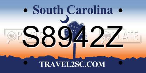 S8942Z South Carolina License Plate