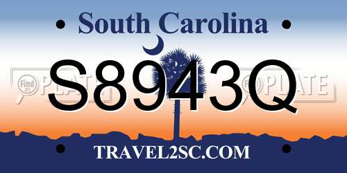 S8943Q South Carolina License Plate