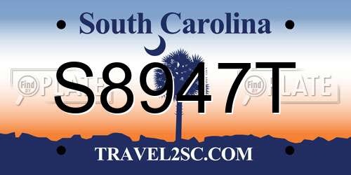 S8947T South Carolina License Plate