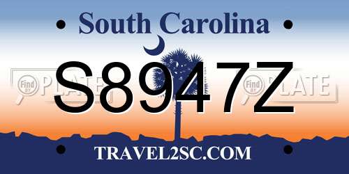 S8947Z South Carolina License Plate