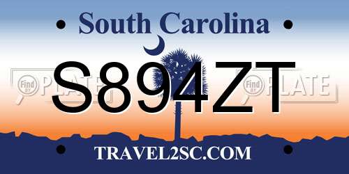 S894ZT South Carolina License Plate