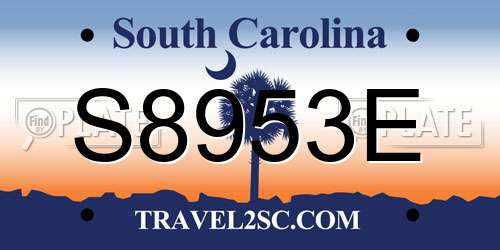 S8953E South Carolina License Plate