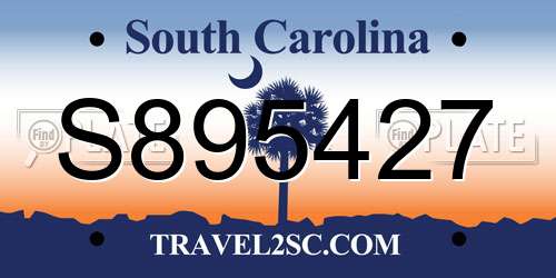 S895427 South Carolina License Plate