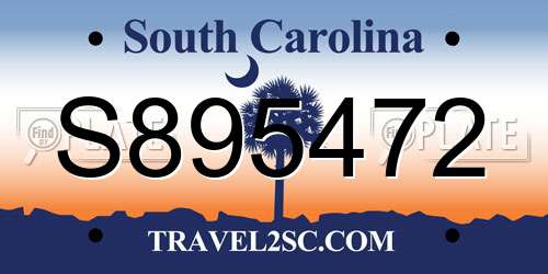 S895472 South Carolina License Plate