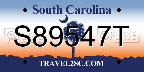 S89547T South Carolina License Plate