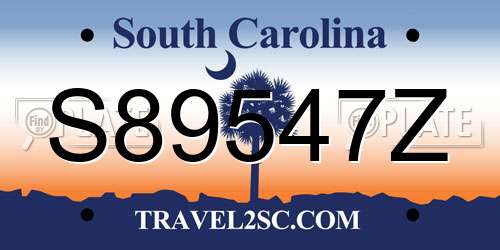 S89547Z South Carolina License Plate