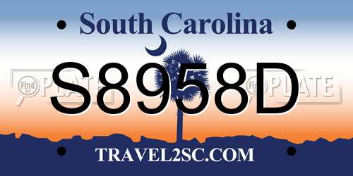S8958D South Carolina License Plate