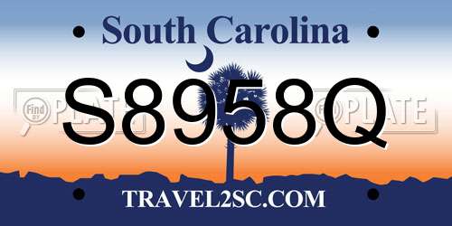 S8958Q South Carolina License Plate